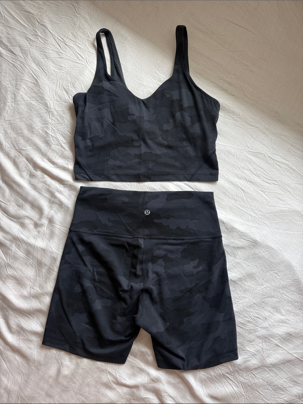 lululemon athletica Black Camo Seamless Sports Bra & High-Waist Shorts